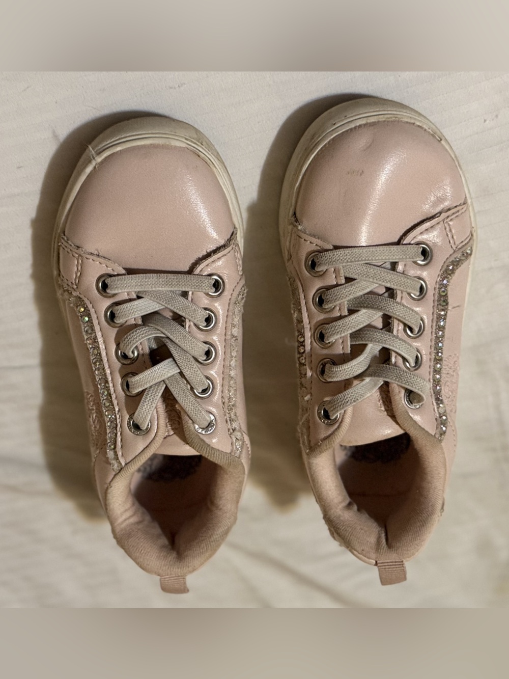 Kids Pink Glitter Lace-Up Sneakers
